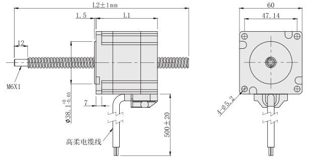 贯通轴60丝杆哔咔漫画网页外形尺寸图